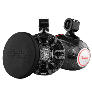 DS18 HYDRO 8" MARINE TOWER SPEAKERS W/RGB LED LIGHTS & PRO AUDIO LOUDSPEAKERS, CARBON FIBER