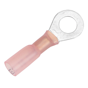 PACER 22-18 AWG HEAT SHRINK RING TERMINAL, 1/4" STUD SIZE, 25 PACK