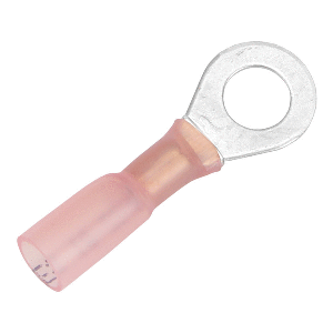 PACER 22-18 AWG HEAT SHRINK RING TERMINAL, 1/4" STUD SIZE, 100 PACK