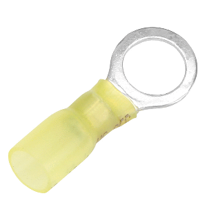 PACER 12-10 AWG HEAT SHRINK RING TERMINAL, 3/8" STUD SIZE, 3 PACK