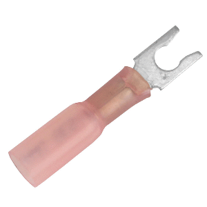 PACER 22-18 AWG HEAT SHRINK SPADE TERMINAL, #8 STUD SIZE, 100 PACK
