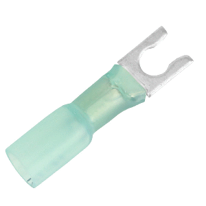 PACER 16-14 AWG HEAT SHRINK SPADE TERMINAL, #8 STUD SIZE, 25 PACK