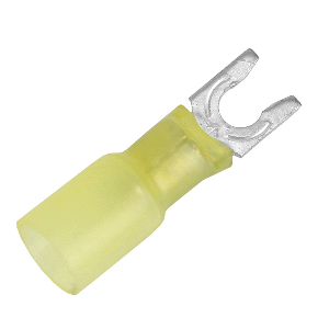 PACER 12-10 AWG HEAT SHRINK SPADE TERMINAL, #8 STUD SIZE, 100 PACK