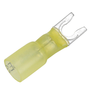 PACER 12-10 AWG HEAT SHRINK SPADE TERMINAL, #10 STUD SIZE, 25 PACK