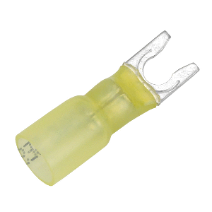 PACER 12-10 AWG HEAT SHRINK SPADE TERMINAL, #10 STUD SIZE, 100 PACK