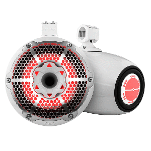 DS18 HYDRO 10" NEODYMIUM MARINE TOWERS W/BUILT-IN PASSIVE RADIATOR, 1" DRIVER & RGB LED LIGHTS, 900W, WHITE