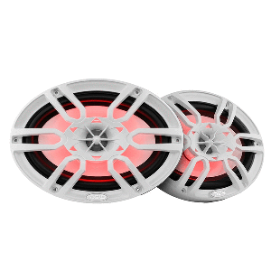 DS18 HYDRO 6 X 9" 2-WAY MARINE SPEAKERS W/INTEGRATED RGB LED LIGHTS, 375W, WHITE
