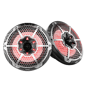 DS18 HYDRO 10" 2-WAY SPEAKERS W/BULLET TWEETER & INTEGRATED RGB LED LIGHTS, CARBON FIBER