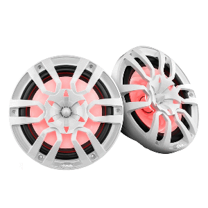 DS18 HYDRO 10" 2-WAY MARINE SPEAKERS W/BULLET TWEETERS & INTEGRATED RGB LED LIGHTS, WHITE