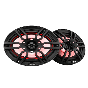 DS18 HYDRO 6 X 9" 2-WAY MARINE SPEAKERS W/INTEGRATED RGB LED LIGHTS, 375W, BLACK