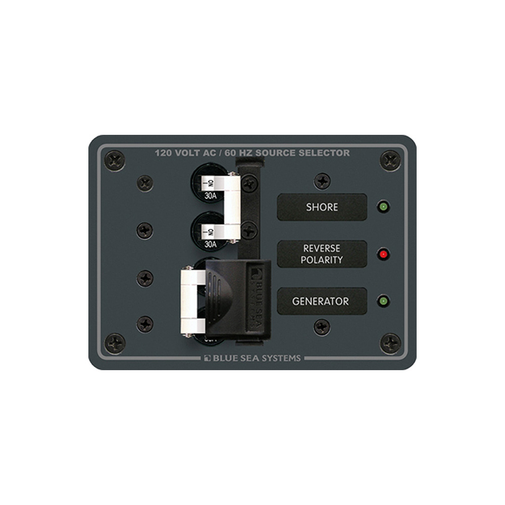BLUE SEA 8032 AC TOGGLE SOURCE SELECTOR 120V AC, 30AMP, WHITE SWITCHES