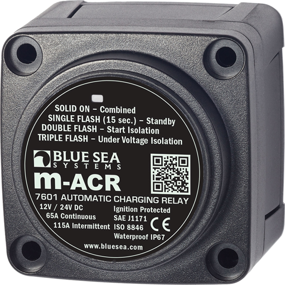 BLUE SEA 7601 DC MINI ACR AUTOMATIC CHARGING RELAY, 65 AMP