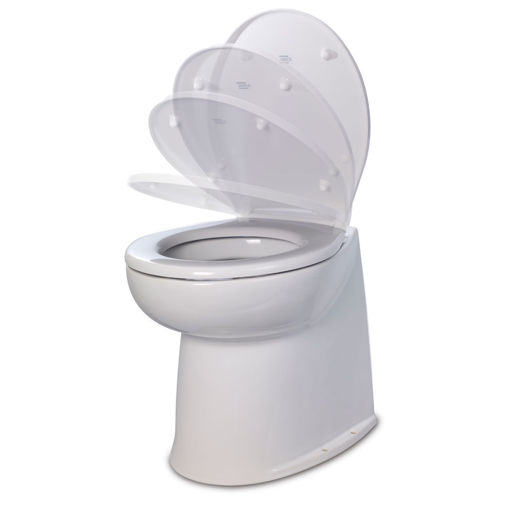 JABSCO 17" DELUXE FLUSH FRESH WATER ELECTRIC TOILET w/SOFT CLOSE LID, 24V