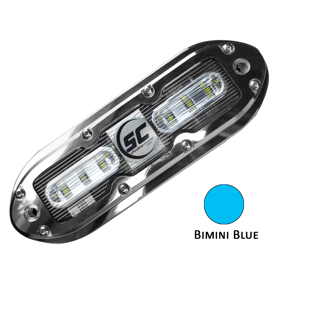 SHADOW-CASTER SCM-6 LED UNDERWATER LIGHT W/20' CABLE, 316 SS HOUSING, BIMINI BLUE