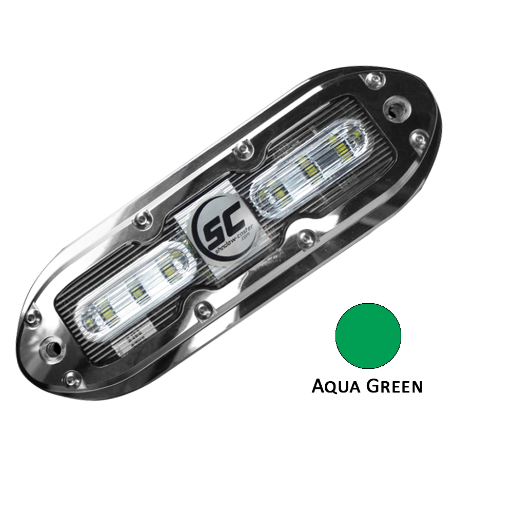 SHADOW-CASTER SCM-6 LED UNDERWATER LIGHT W/20' CABLE, 316 SS HOUSING, AQUA GREEN