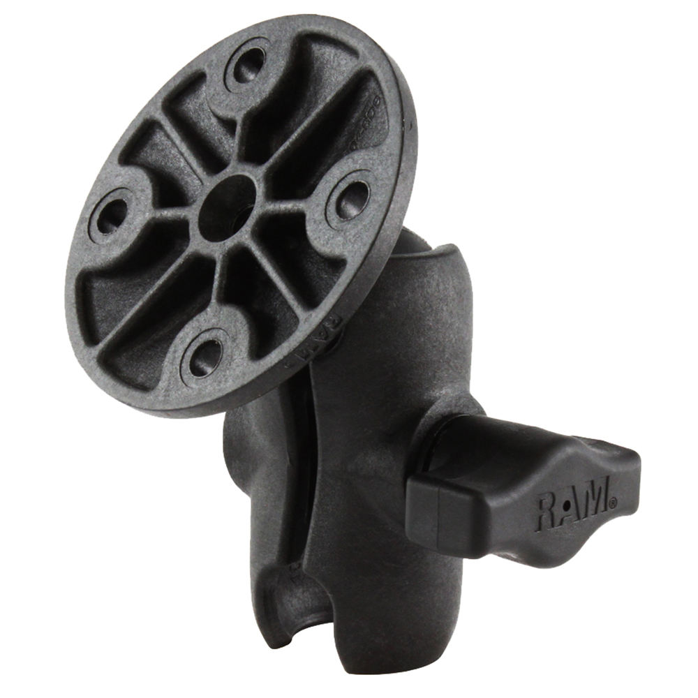 RAM MOUNT COMPOSITE 1" BALL SHORT LENGTH DOUBLE SOCKET ARM W/2.5" ROUND BASE INCLUDING AMPS HOLE PATTERN