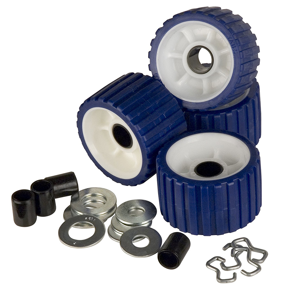 C.E. SMITH RIBBED ROLLER REPLACEMENT KIT, 4-PACK, BLUE