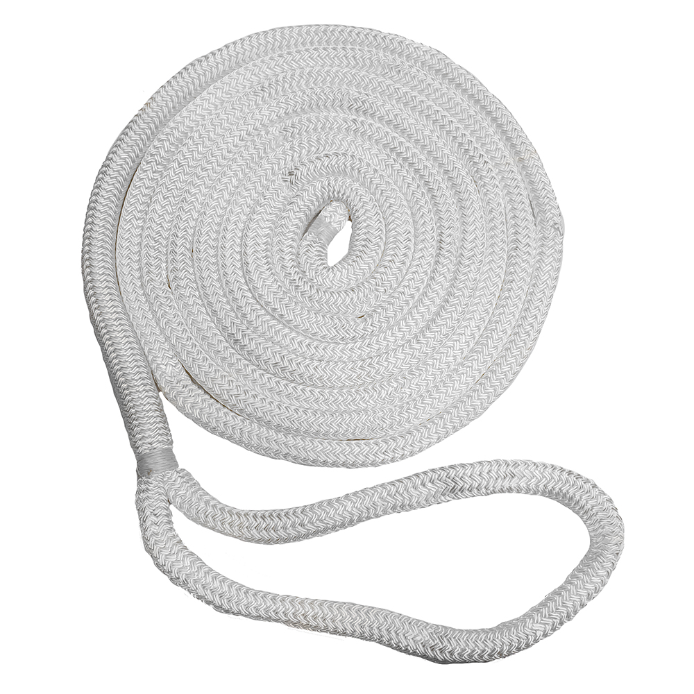 NEW ENGLAND ROPES 3/8" DOUBLE BRAID DOCK LINE, WHITE, 25'