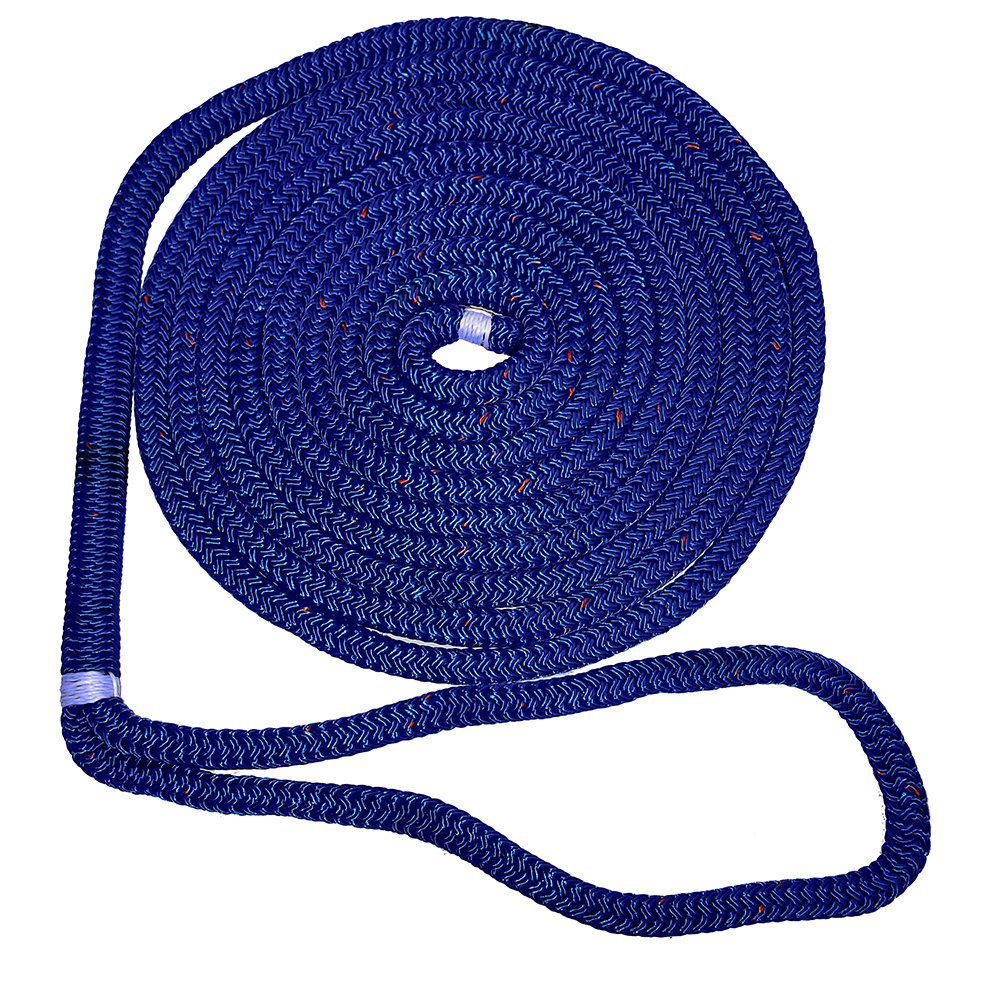 NEW ENGLAND ROPES 1/2" DOUBLE BRAID DOCK LINE, BLUE W/TRACER, 35'