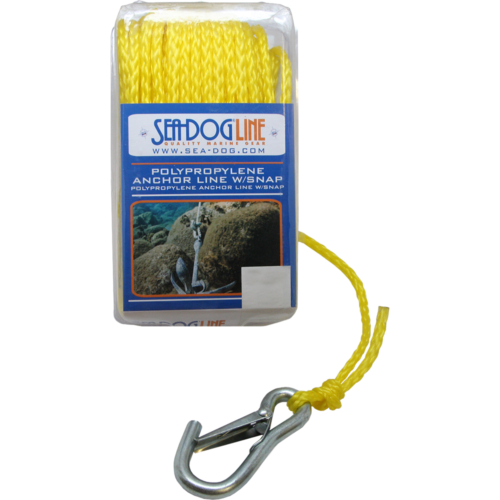 SEA-DOG POLY PRO ANCHOR LINE W/SNAP, 1/4" X 50', YELLOW