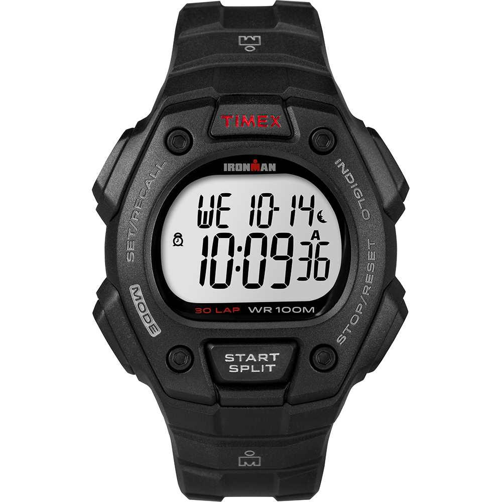 TIMEX IRONMAN CLASSIC 30 LAP FULL-SIZE WATCH, BLACK/RED