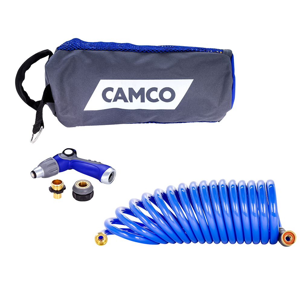 CAMCO 20' COILED HOSE & SPRAY NOZZLE KIT