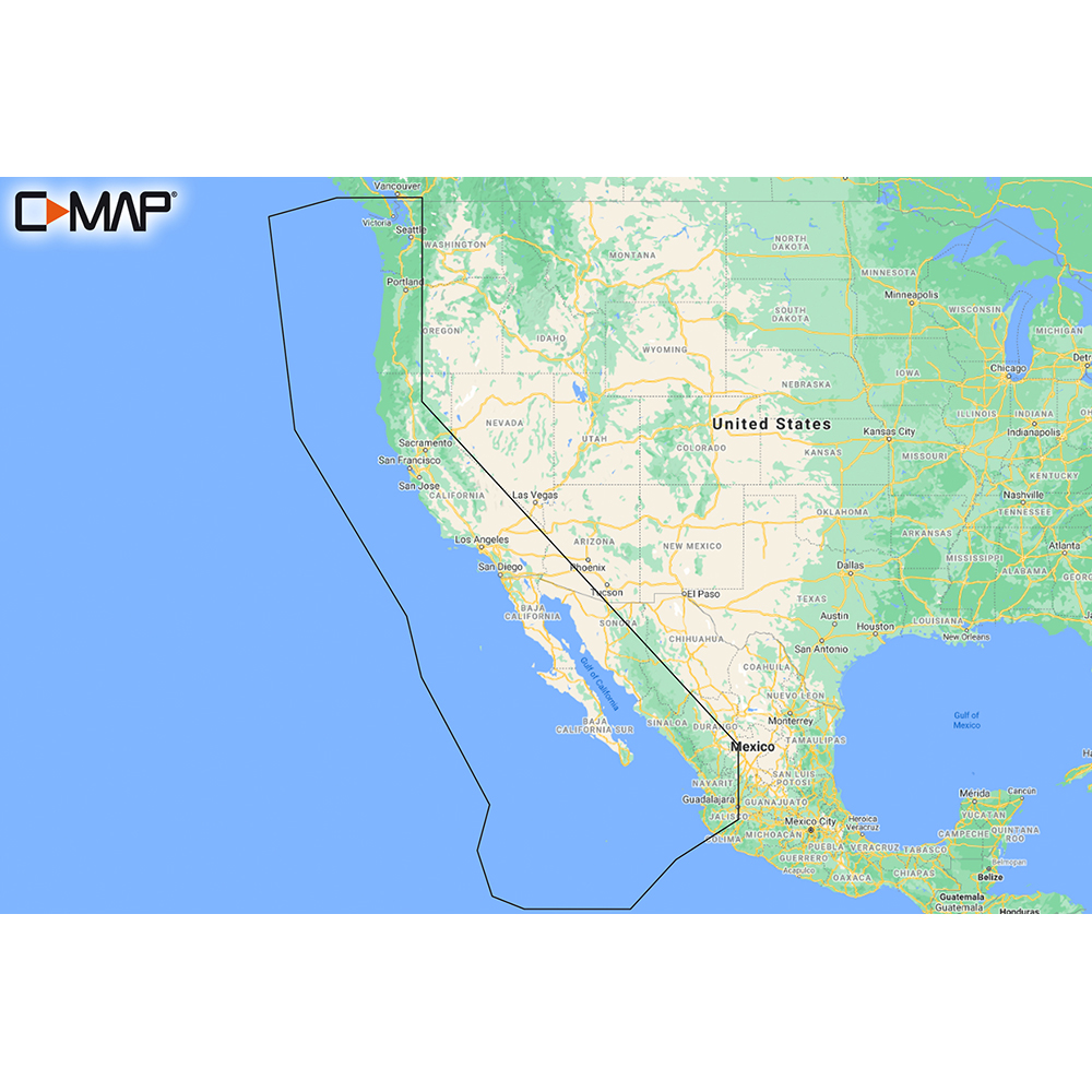C-MAP M-NA-Y206-MS WEST COAST & BAJA CALIFORNIA REVEAL COASTAL CHART, DOES NOT CONTAIN HAWAII