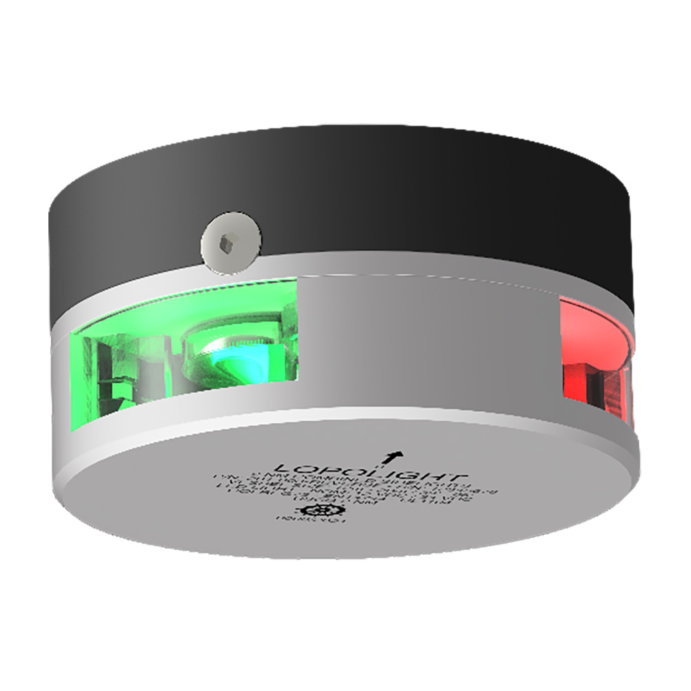 LOPOLGHT SERIES 201-003, STARBOARD & PORT SIDELIGHT, 2NM, REVERSE HORIZONTAL MOUNT, GREEN/RED, SILVER HOUSING