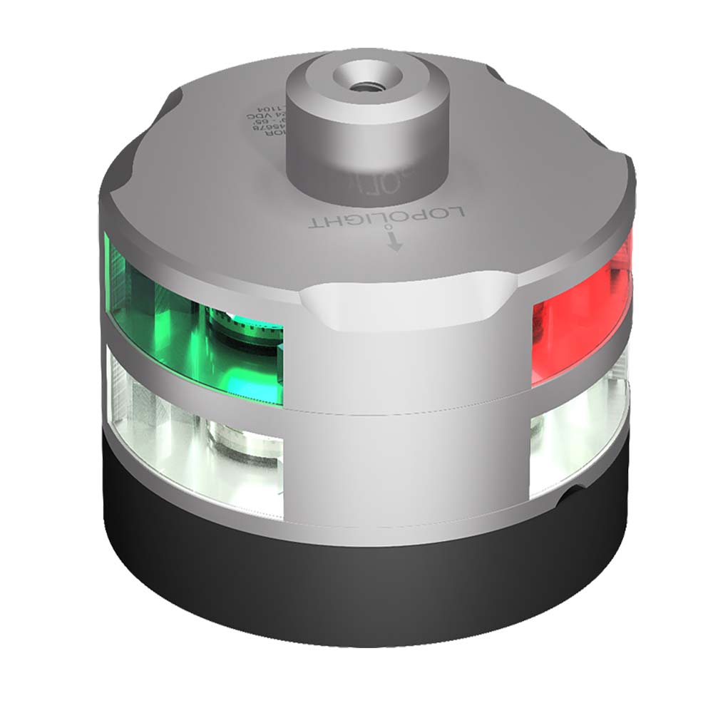 LOPOLIGHT SERIES 201-007, TRI-COLOR NAVIGATION/ANCHOR/WINDEX LIGHT, 2NM, HORIZONTAL MOUNT, SILVER HOUSING, .7M CABLE