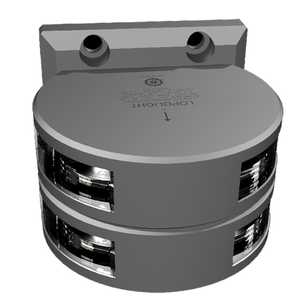 LOPOLIGHT SERIES 201-011, DOUBLE STACKED MASTHEAD LIGHT, 3NM, VERTICAL MOUNT, WHITE, SILVER HOUSING