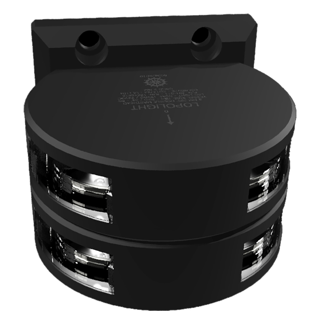 LOPOLIGHT SERIES 201-011, DOUBLE STACKED MASTHEAD LIGHT, 3NM, VERTICAL MOUNT, WHITE, BLACK HOUSING