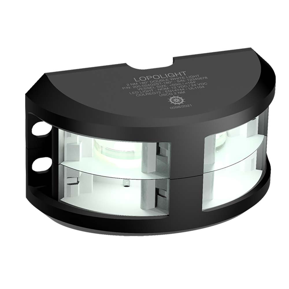 LOPOLIGHT SERIES 200-024, DOUBLE STACKED NAVIGATION LIGHT, 2NM, VERTICAL MOUNT, WHITE, BLACK HOUSING