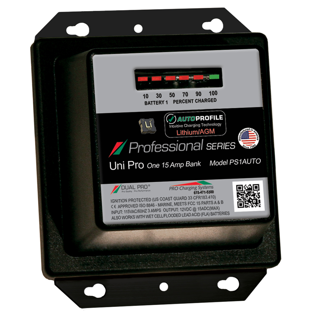 DUAL PRO PS1 AUTO 15A, 1-BANK LITHIUM/AGM BATTERY CHARGER