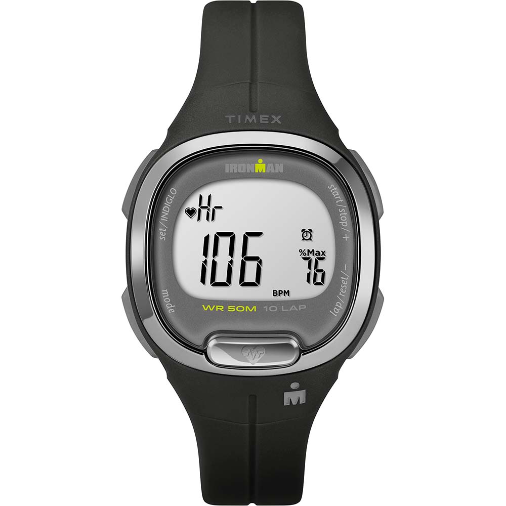 TIMEX IRONMAN TRANSIT+ 33MM RESIN STRAP ACTIVITY & HEART RATE WATCH - BLACK/SILVER TONE