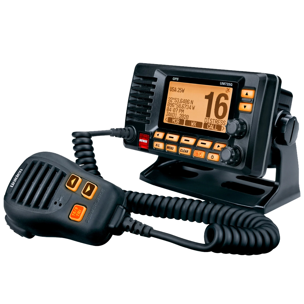 UNIDEN UM725 FIXED MOUNT MARINE VHF RADIO W/GPS - BLACK