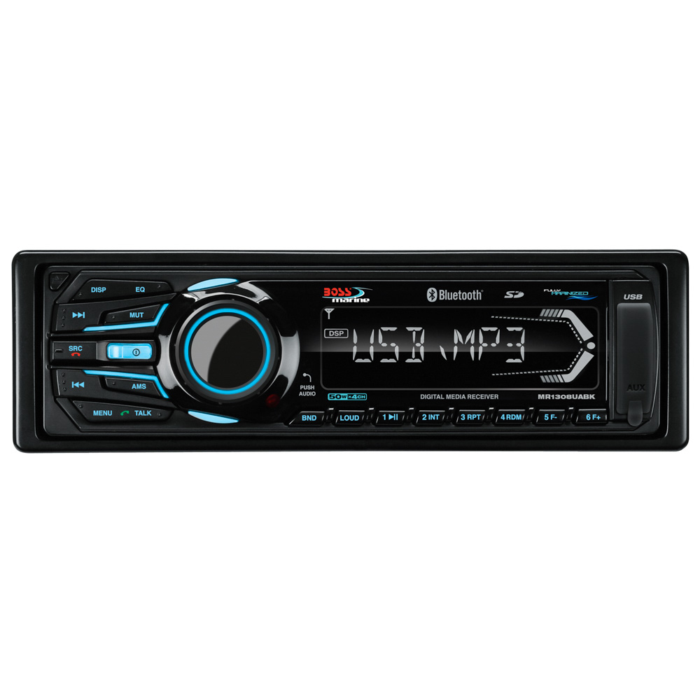 BOSS AUDIO MR1308UABK BLUETOOTH, FULLY MARINIZED MP3-COMPATIBLE DIGITAL MEDIA RECEIVER W/USB & SD MEMORY CARD PORTS & AUX INPUT