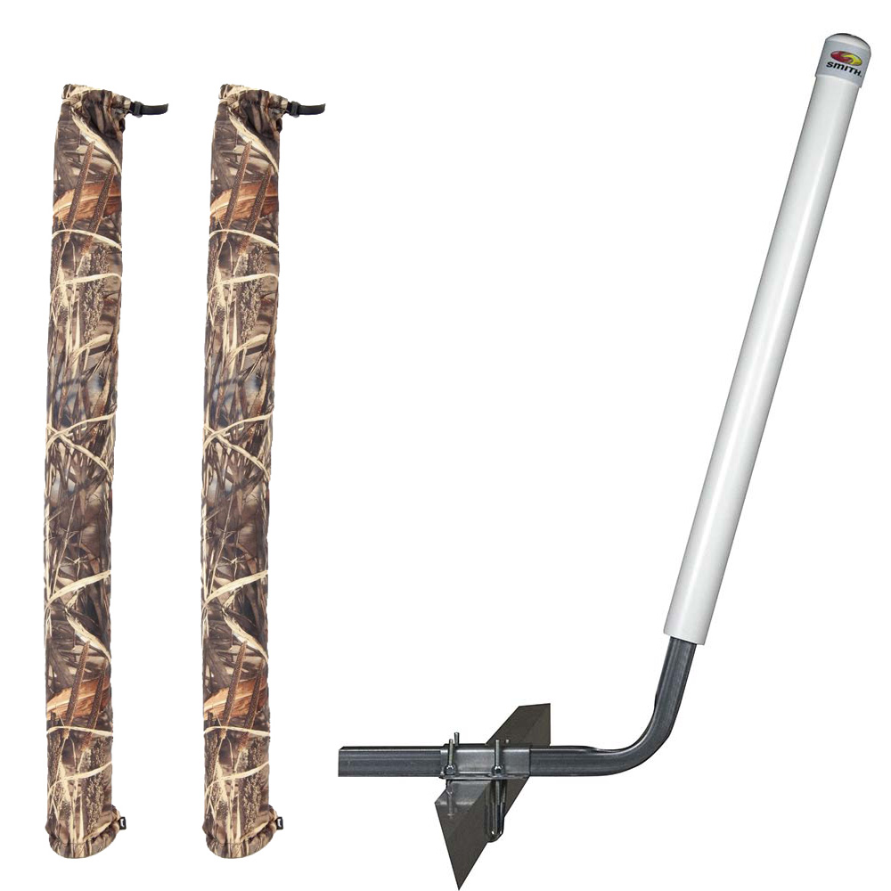 C.E. SMITH ANGLED POST GUIDE-ON - 40" - WHITE W/FREE CAMO WET LANDS 36" GUIDE-ON COVER